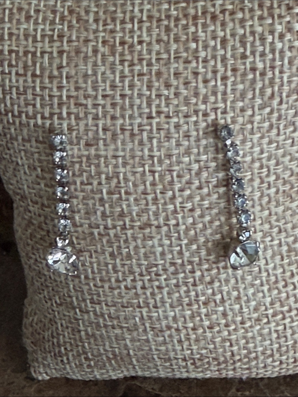 Sterling Silver Clear Crystal Drop Earrings pierced